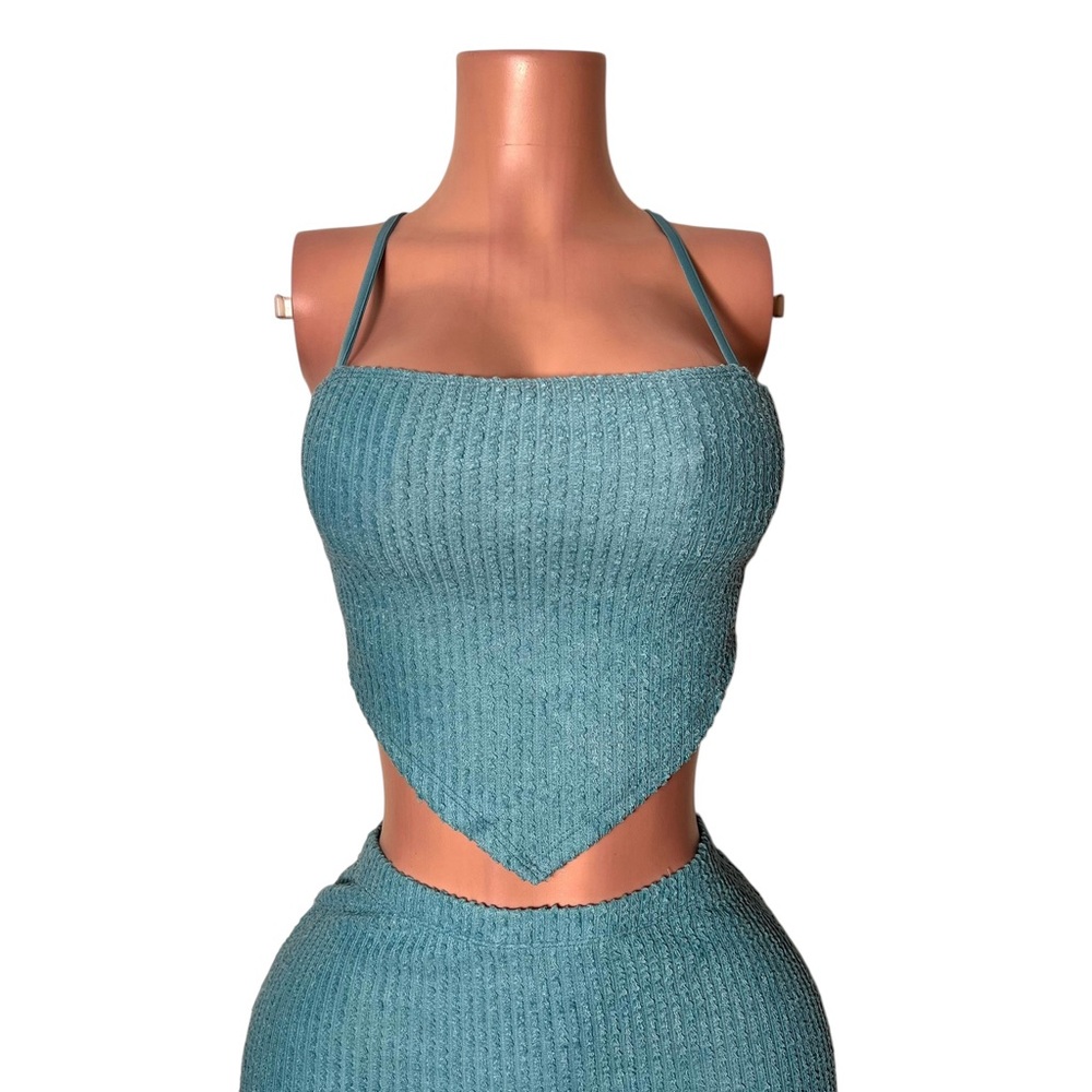 Elegant Blue Women's Skirt Set - Picture 6 of 9